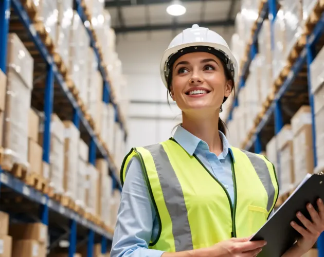 ACF team member smiling in warehouse