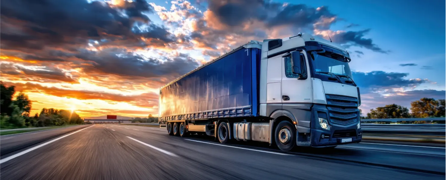ACF freight management truck driving down highway