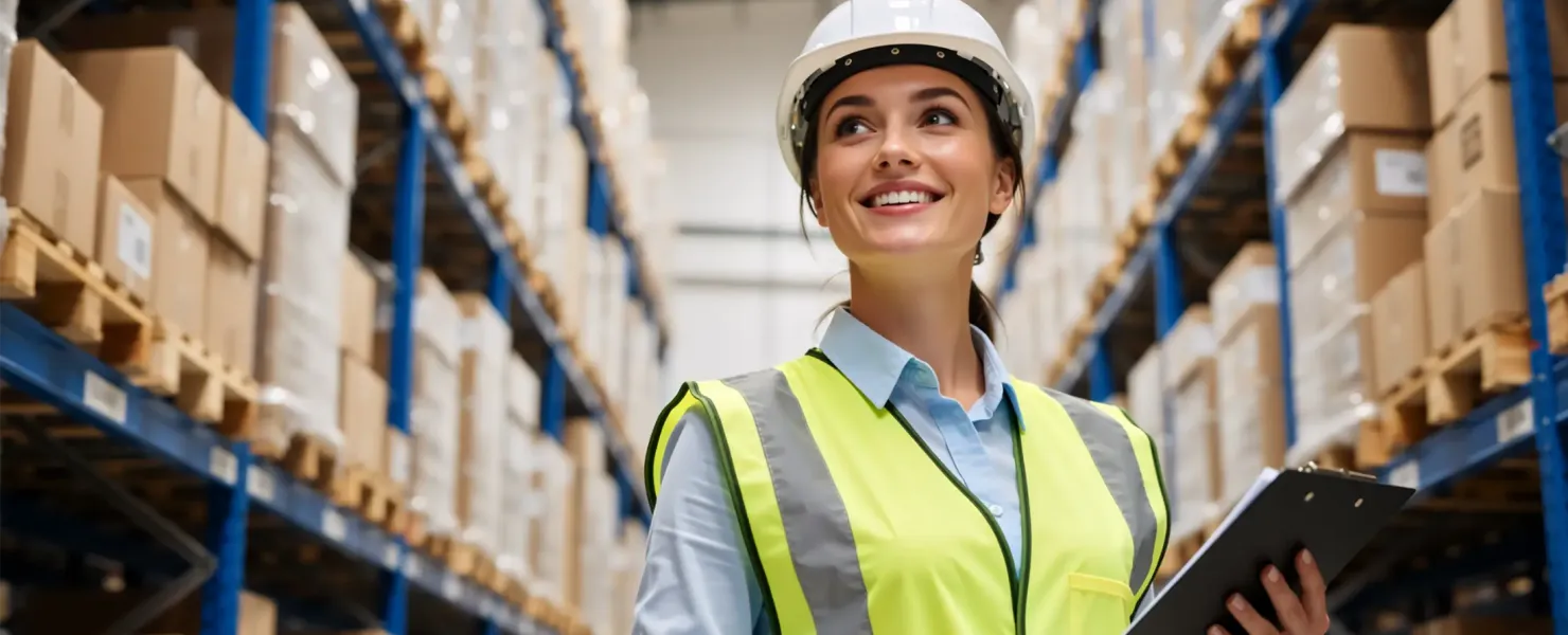ACF team member smiling in warehouse