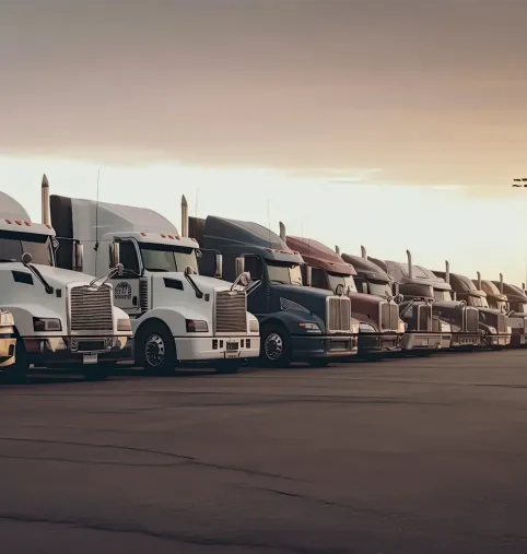 Trucks lined up ready for freight shipments