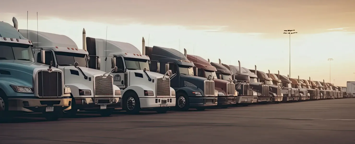 Trucks lined up ready for freight shipments