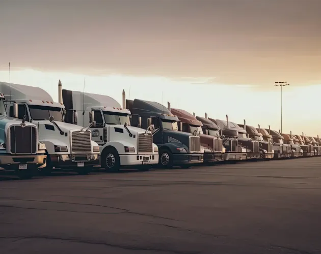 Trucks lined up ready for freight shipments